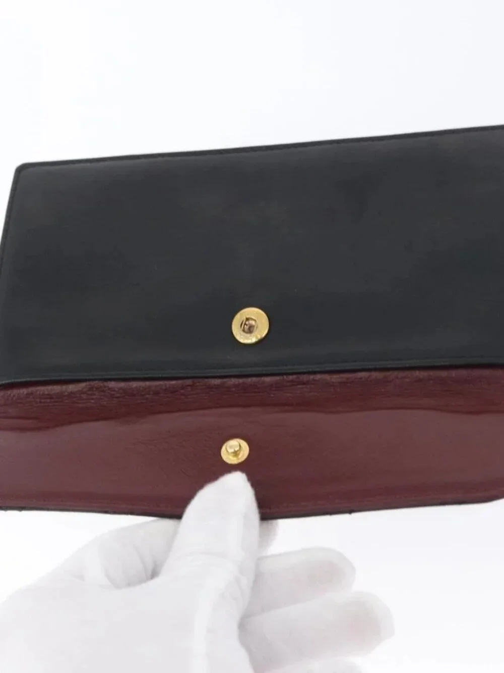 CHANEL Pouch Lamb Skin Black Gold CC Auth BA10701